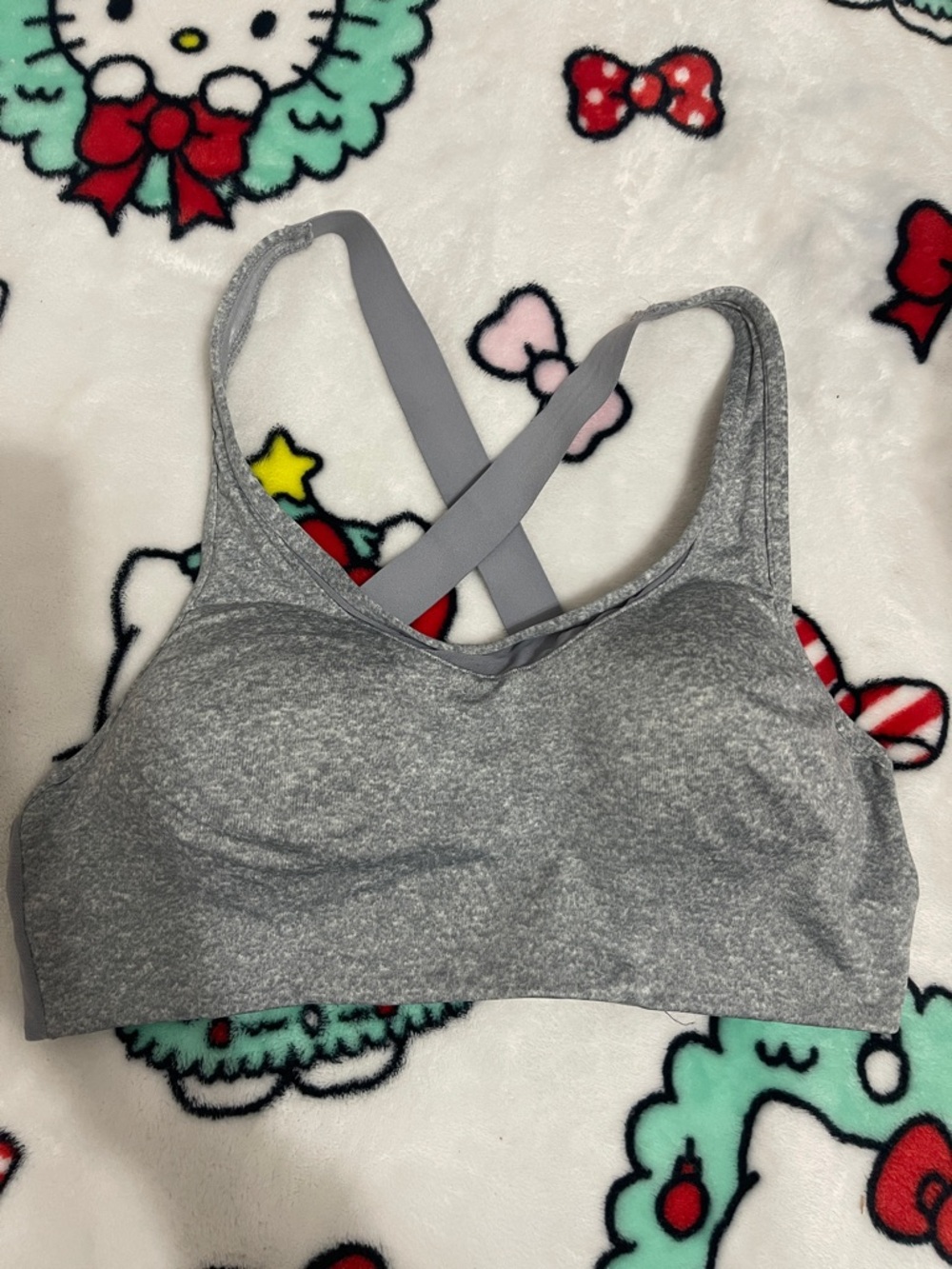 PINK Victoria's Secret Gray Cross-Back Stretch Sports Bra